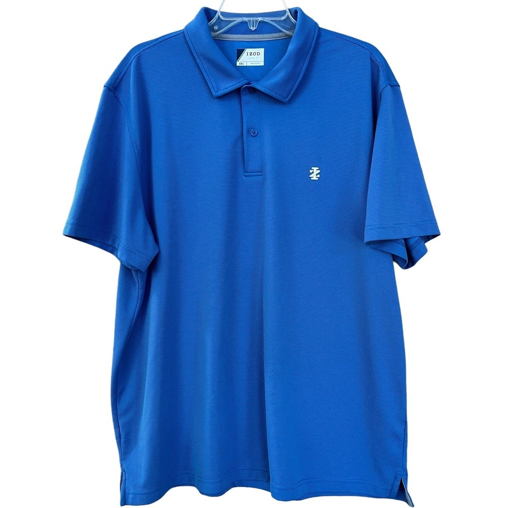 Izod Golf Polo Shirt Mens XXL Blue Ribbed Casual Preppy Golfer Country Club